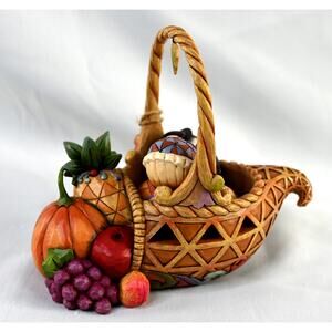 Jim Shore Bounty of Blessings Autumn Cornucopia Basket Set #4031690 NIB